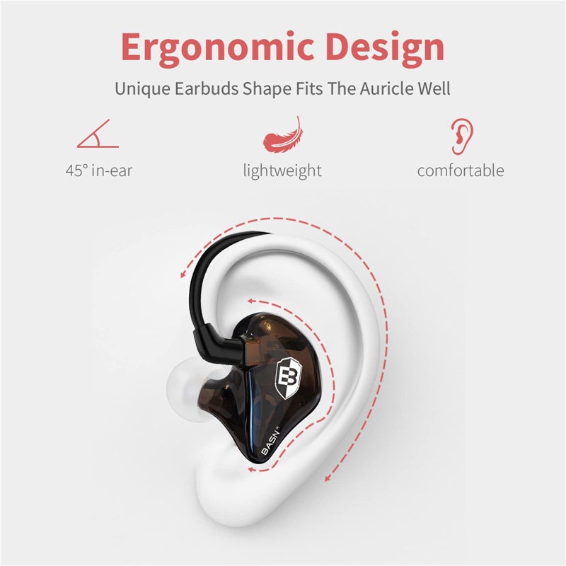 BASN Bsinger in Ear Monitor Headphones for Musician, Dual Dynamic Drivers Noise Isolating Earbuds with MMCX Inline Remote Mic Cable and Silver Plated Audio Cable (SPM-Brown) - Image 5